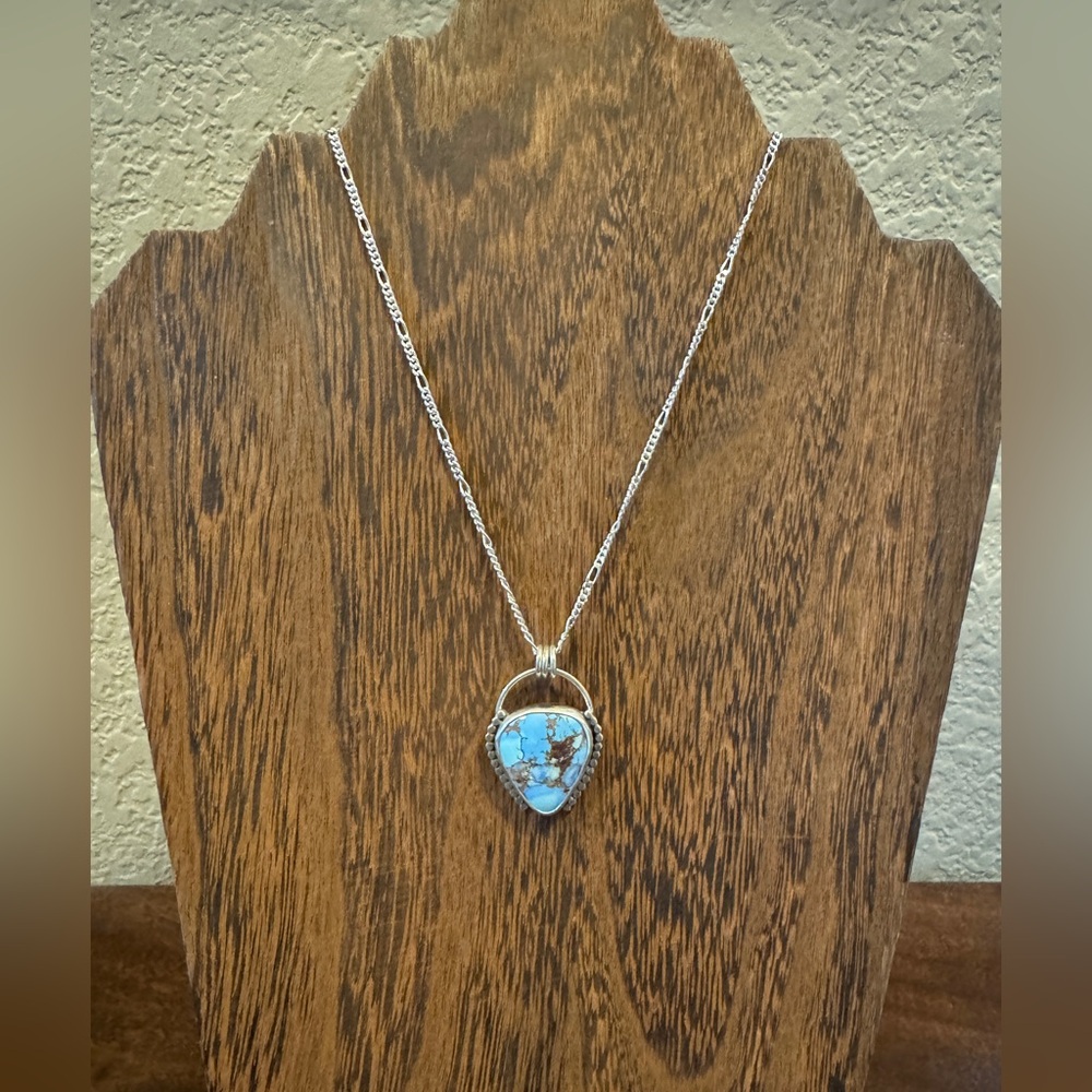 Golden Hills Turquoise Pendant Necklace With Sterling Silver Chain
